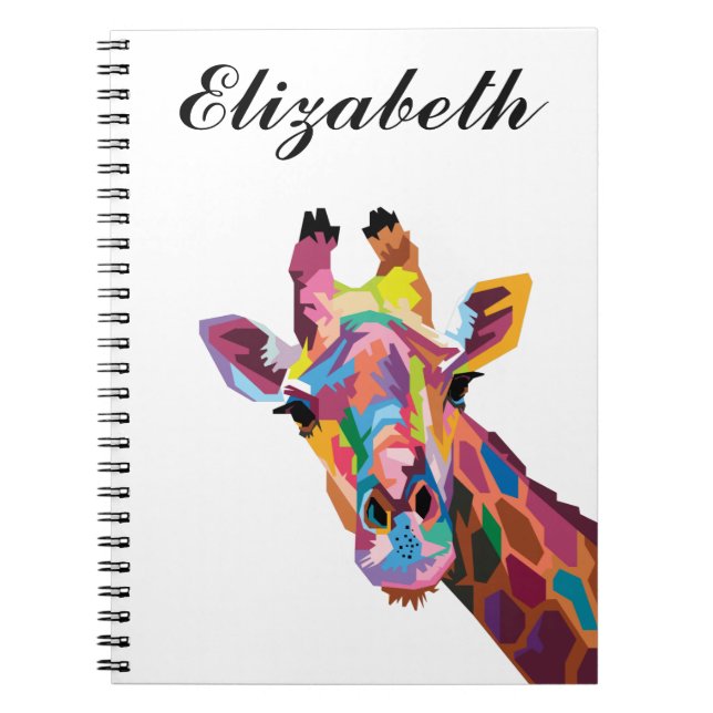 Personlig Färgfull pop Art Giraffe bärbar dator Anteckningsbok (Framsidan)
