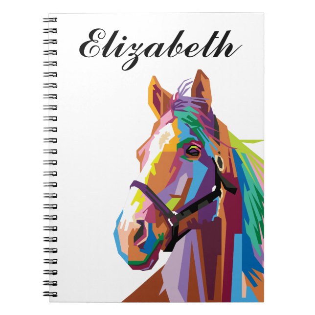 Personlig Färgfull pop Art Horse Notebook Anteckningsbok (Framsidan)