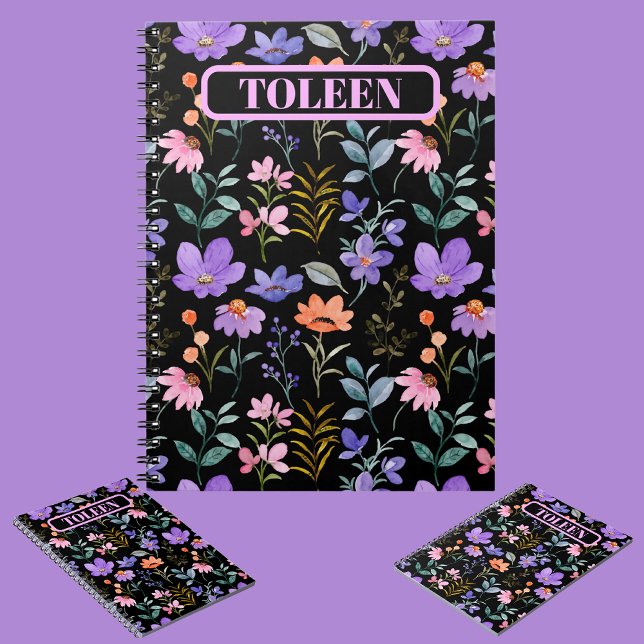 Personlig Färgfyllt Blommönster Anteckningsbok (Skapare uppladdad)