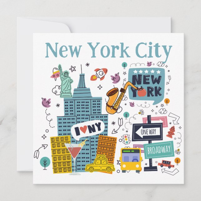 Personlig Färgfyllt New York City Card (Framsida)