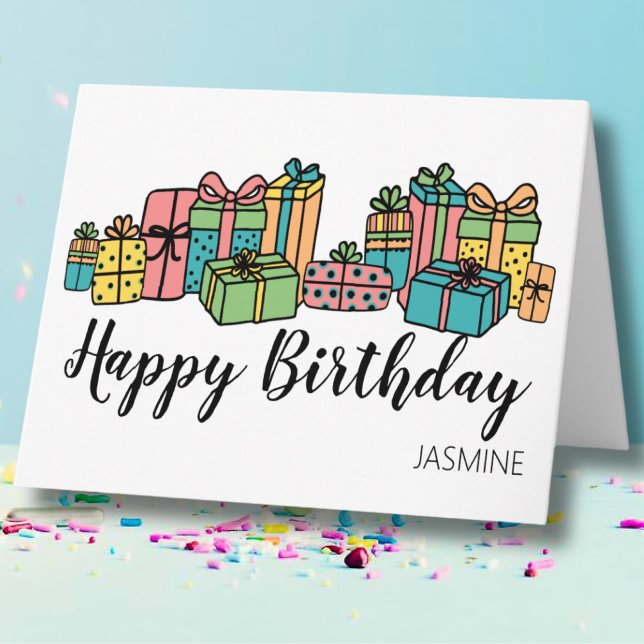 Personlig Färgglad Glad Födelsedag Kort (Personalized Cute Colorful Classic Happy Birthday Card)