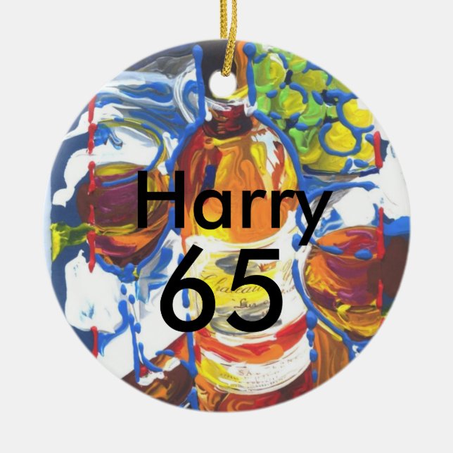 Personlig färglös Cocktail-65e födelsedag Namn Julgransprydnad Keramik (Framsidan)