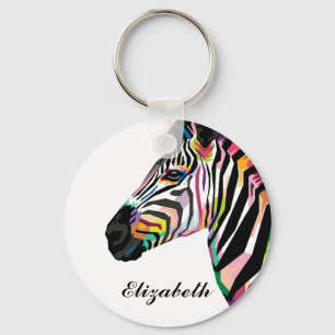 Personlig Färgpoppsbild Art Zebra Nyckelring