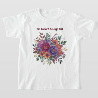 Personlig färgrik blomstert-shirt för barn t shirt