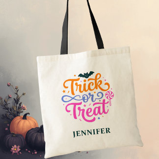 Personlig färgrik Halloweenknep eller -godis Tygkasse