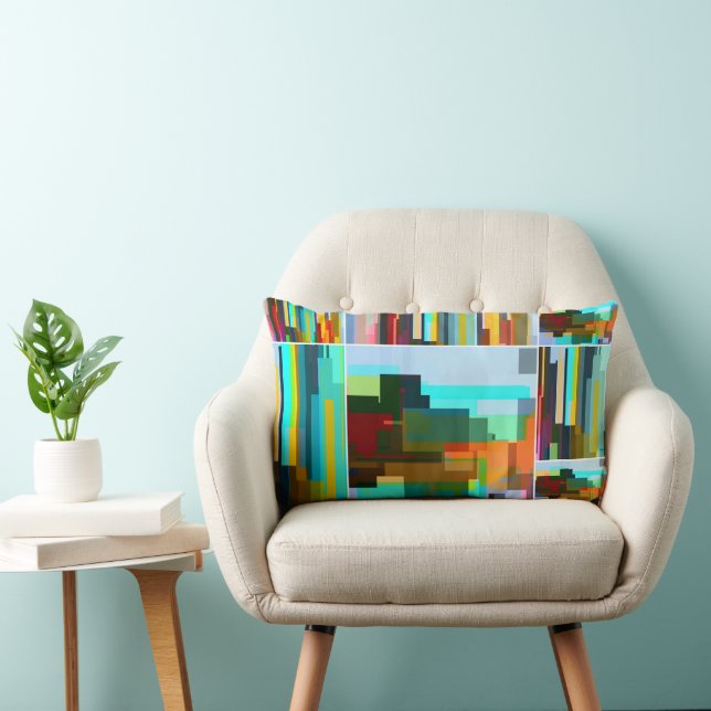 Personlig - färgstark modern geometrisk grafik lumbarkudde (Stol)