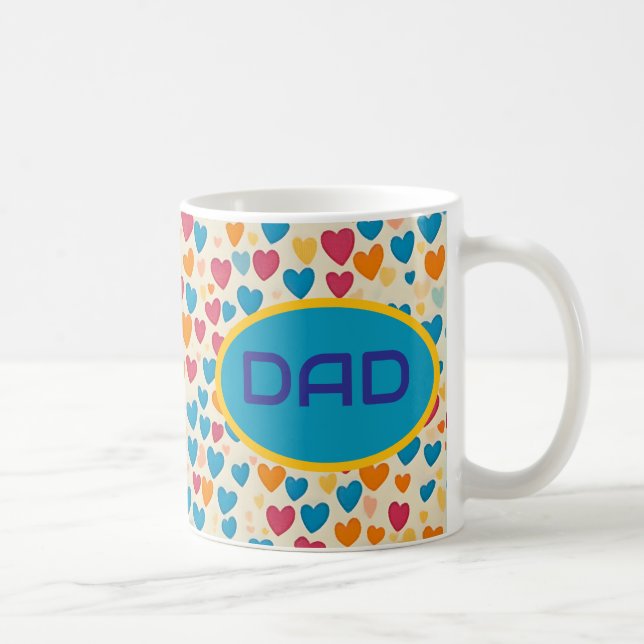 Personlig, färgstarka hjärtan, modern, Pappa Kaffemugg (Höger)