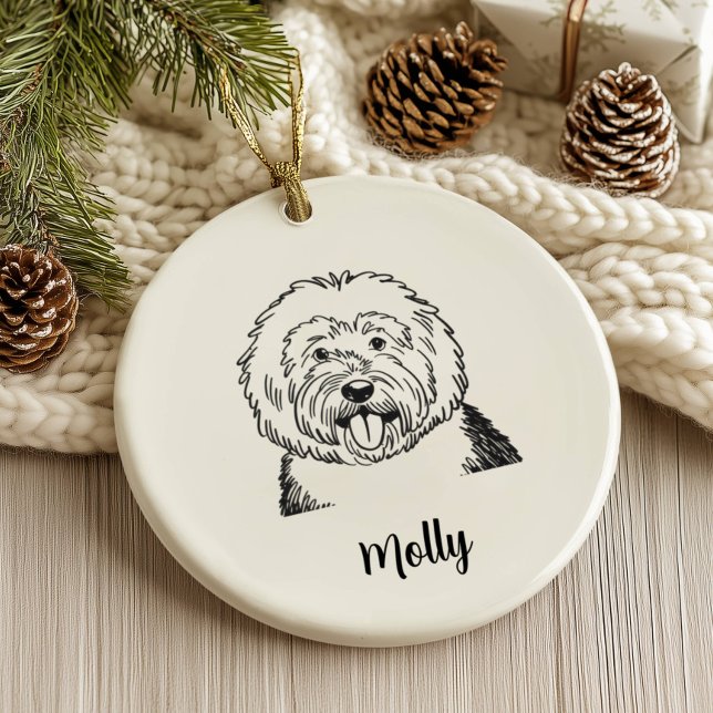 Personlig fårhund jul julgransprydnad keramik (Skapare uppladdad)