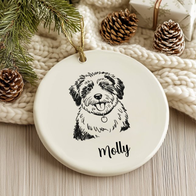 Personlig fårhund Jul Julgransprydnad Keramik (Skapare uppladdad)