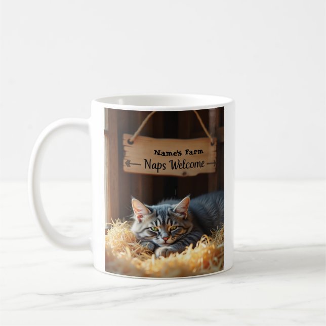 Personlig Farm Cat Ceramic Mugg (Vänster)