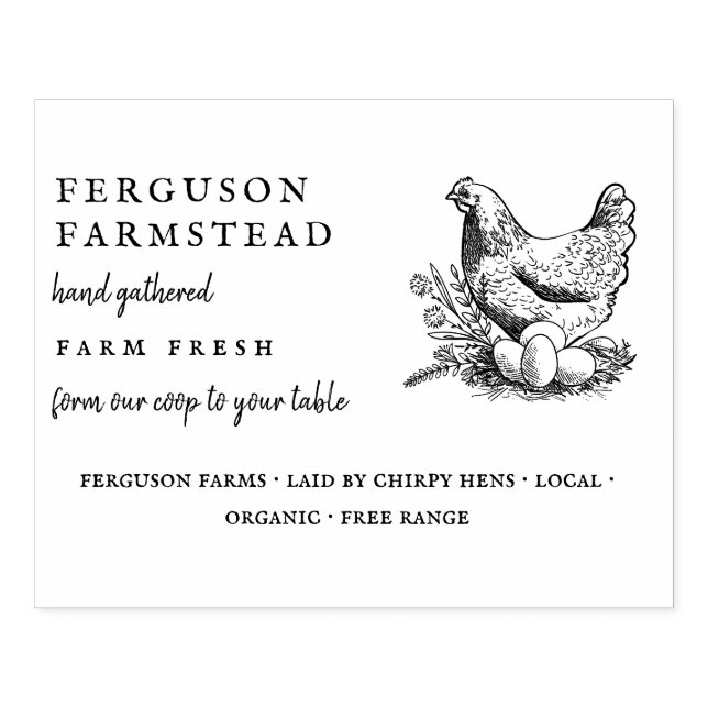 Personlig Farm Fresh Egg Rustic Anpassningsbar Chi Stämpel (Tryck)