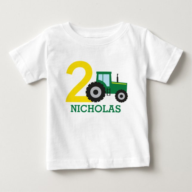 Personlig Farm Tractor Birthday Shirt T Shirt (Framsida)