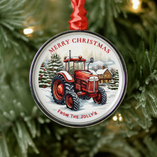 Personlig Farm Tractor - jul Julgransprydnad Metall