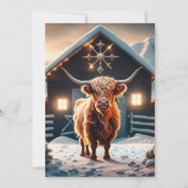 Personlig Farmhouse Highland Cow, Helgdag Cow Inbjudningar