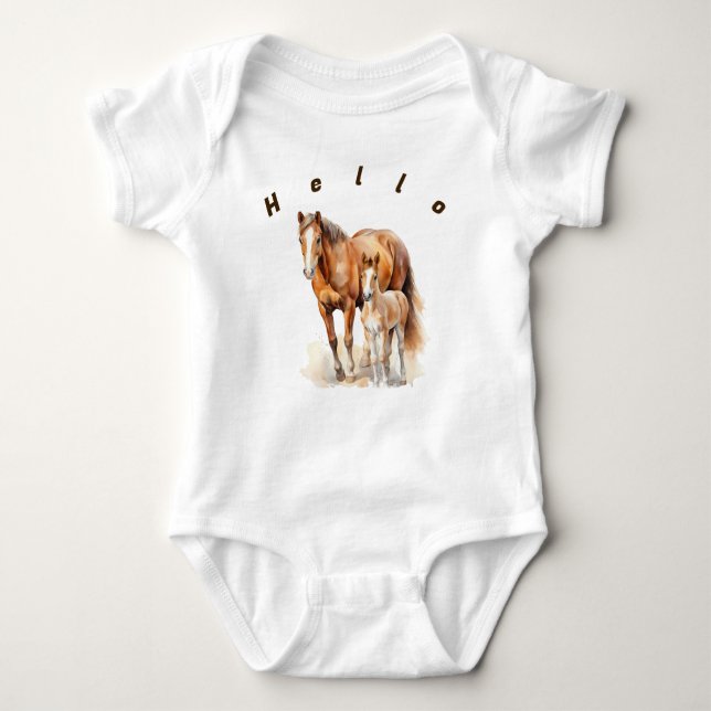 Personlig Farmhouse Mamma och Baby Horses. Häst T Shirt (Framsida)