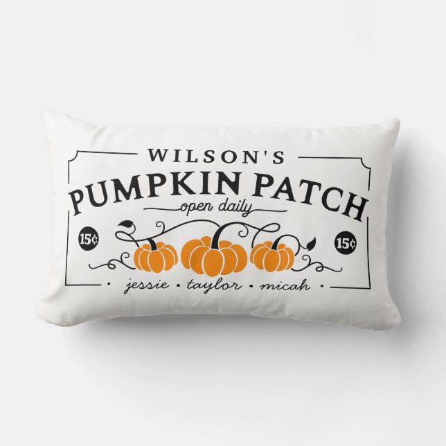 Personlig Farmhouse Pumpkin Patch Lumbarkudde (Framsida)