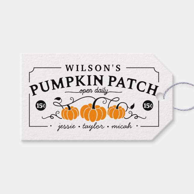 Personlig Farmhouse Pumpkin Patch Presentetikett (Framsidan (Horisontell))