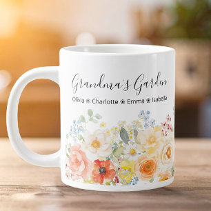 Personlig Farmors Blomsterträdgård Solig Blomma Jumbo Mugg
