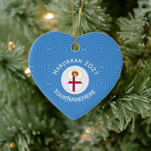 Personlig färöisk ängel Hanukkah-flagga Julgransprydnad Keramik (Träd)