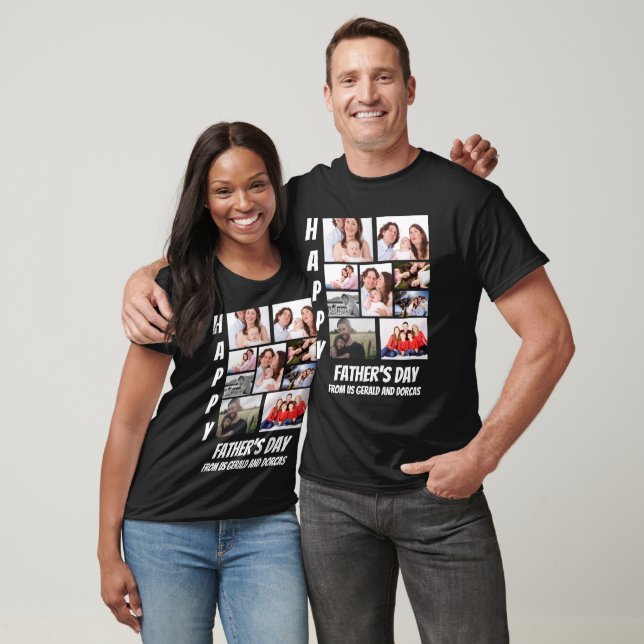 Personlig Fars dag 9 Fotokollage T Shirt (Unisex)