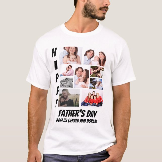 Personlig Fars dag 9 Photo Collage T-Shirt (Framsida)