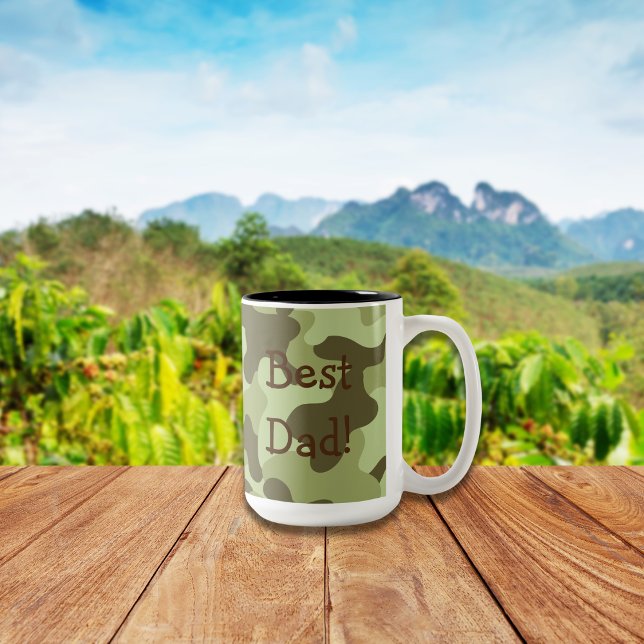 Personlig fars dag Camouflage Mugg (Best dad Coffee Mug)