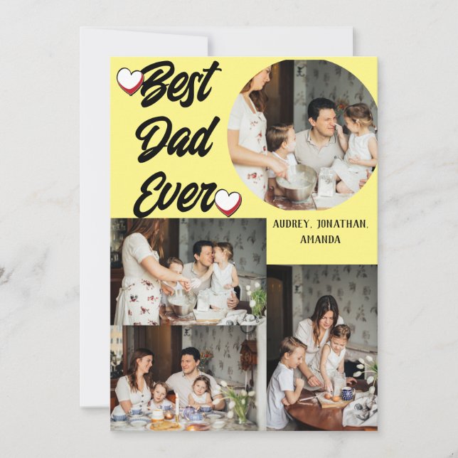 Personlig fars dag, fyra fotokollage julkort (Framsida)