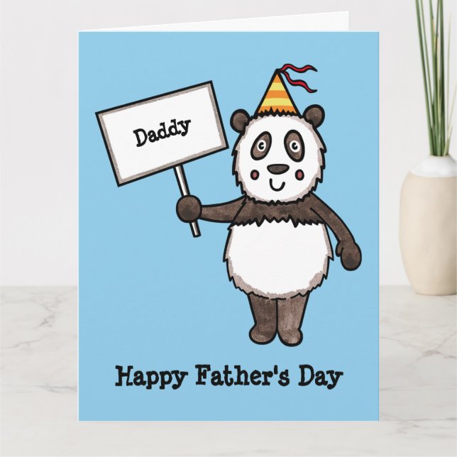Personlig Fars Dag-kort med Panda Party Kort (Framsida)