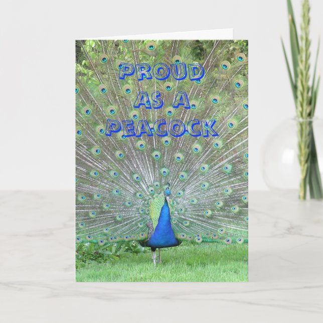 Personlig FARS DAG-KORT "PROUD AS A PEACOCK" Kort (Framsida)