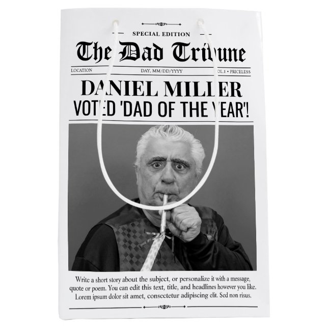 Personlig Fars dag Newspaper Gift Bag (Framsidan)