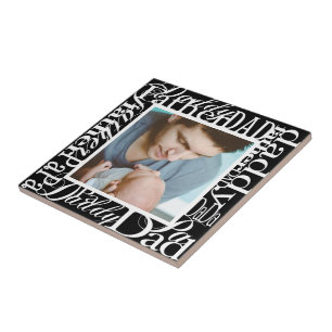 Personlig Fars dag Ord Collage Black Kakelplatta