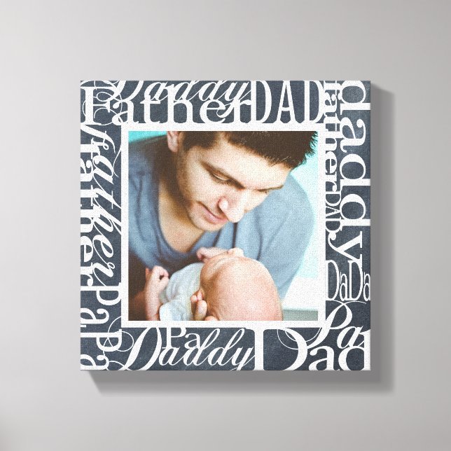 Personlig Fars dag Ord Collage Chalkboard Canvastryck (Framsida)
