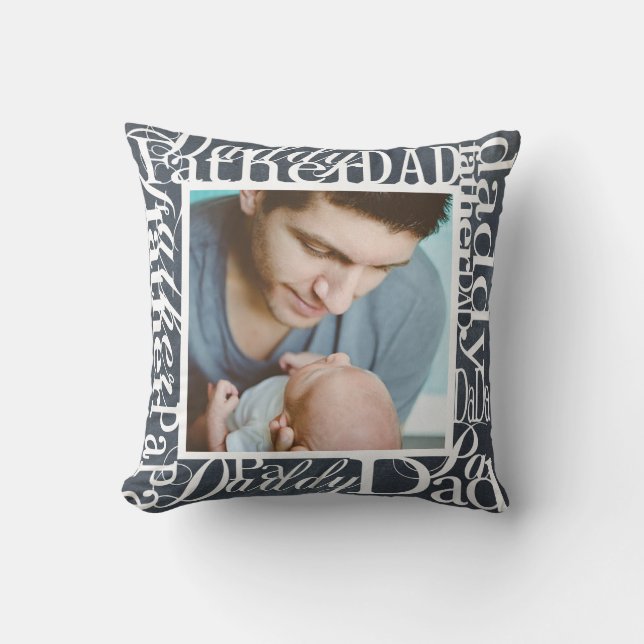 Personlig Fars dag Ord Collage Chalkboard Kudde (Framsida)