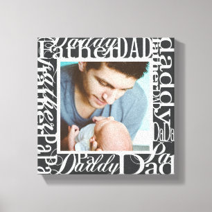 Personlig Fars dag Ord Collage Photo Print Canvastryck