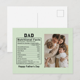 Personlig Fars dag Pappa Näringsfakta Vykort