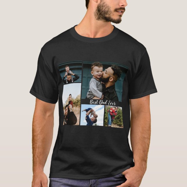 Personlig Fars dag Photo Collage T Shirt (Framsida)