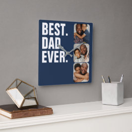 Personlig Fars dag Photo Gift Best Pappa någonsin Fyrkantig Klocka