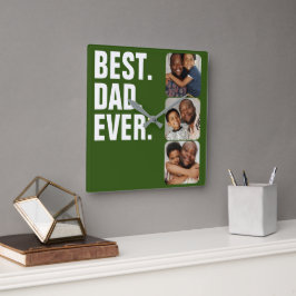 Personlig Fars dag Photo Gift Best Pappa någonsin Fyrkantig Klocka