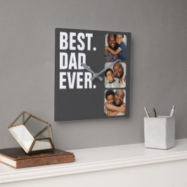Personlig Fars dag Photo Gift Best Pappa någonsin Fyrkantig Klocka