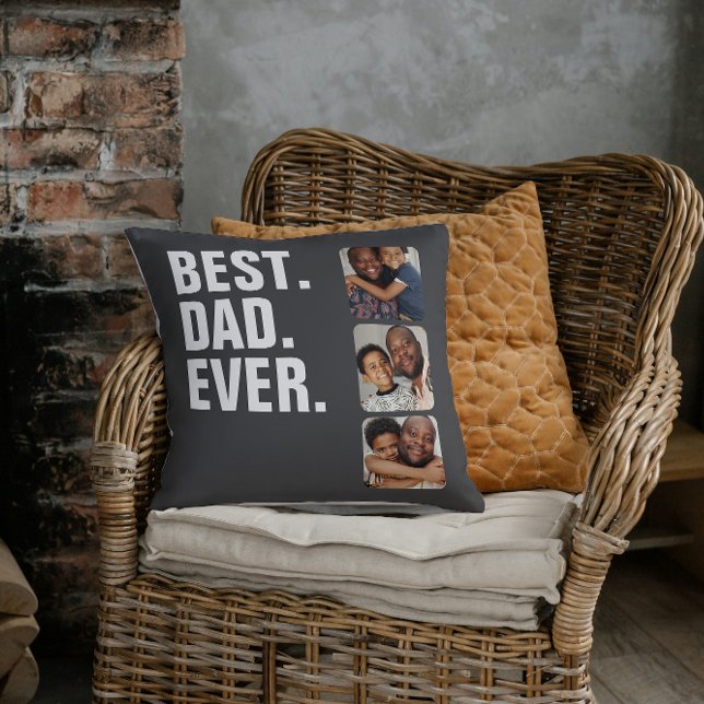 Personlig Fars dag Photo Gift Best Pappa någonsin Kudde (Personalized Fathers Day Photo Gift Best Dad Ever Throw Pillow from Ricaso. Add photos & text (back))