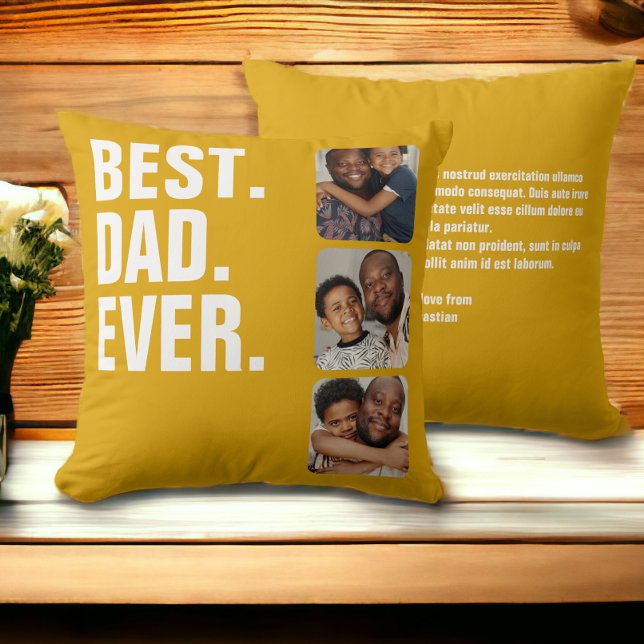Personlig Fars dag Photo Gift Best Pappa någonsin Kudde (Skapare uppladdad)