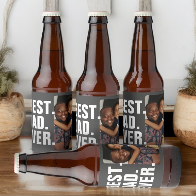 Personlig Fars dag Photo Gift Best Pappa någonsin Ölflaska Etikett (Personalized Fathers Day Photo Gift Best Dad Ever Beer Bottle Labels (set of 6) from Ricaso. )