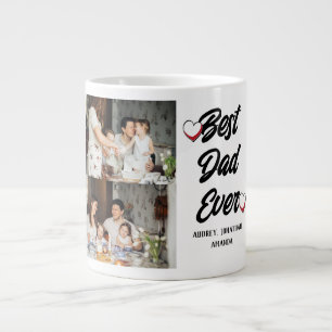 Personlig fars dag, två fotokollage-presenter jumbo mugg