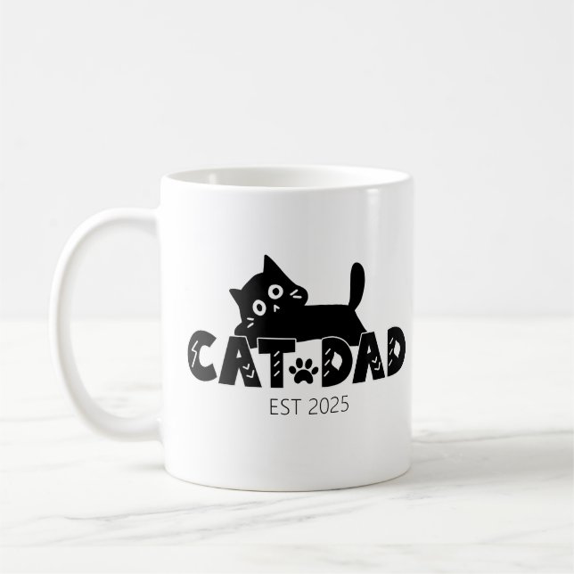 Personlig Far's Day Gift for Cat Lovers Kaffemugg (Vänster)