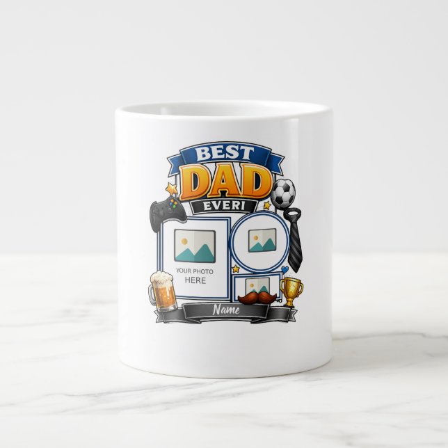 Personlig Farsdags Fototräja Jumbo Mugg (Framsidan)