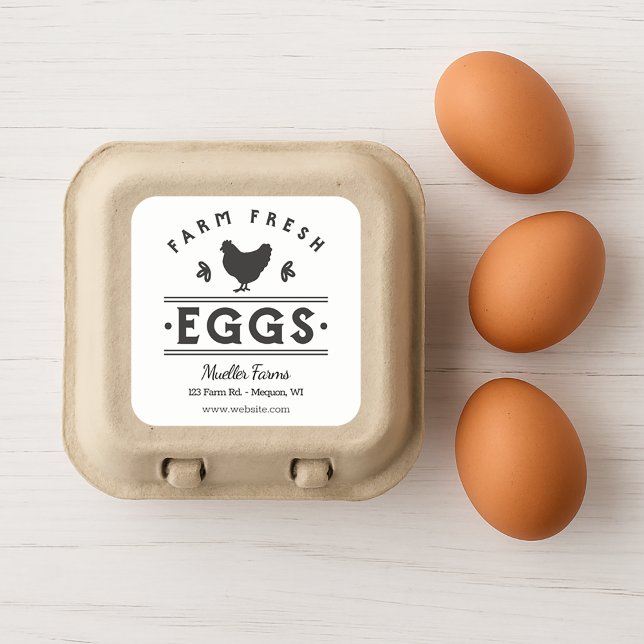 Personlig: Färska ägg Fyrkantigt Klistermärke (Personalized Square Farm Fresh Eggs Sticker)