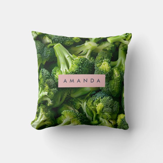Personlig färskt grön broccoli design kudde (Framsida)