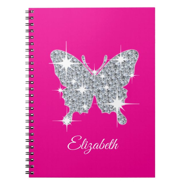 Personlig faux diamant gnistra butterfly anteckningsbok (Framsidan)