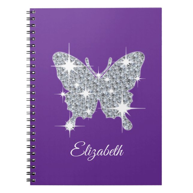 Personlig faux diamant gnistra butterfly design anteckningsbok (Framsidan)