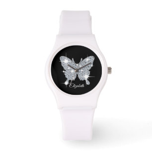 Personlig faux diamant gnistra butterfly design armbandsur